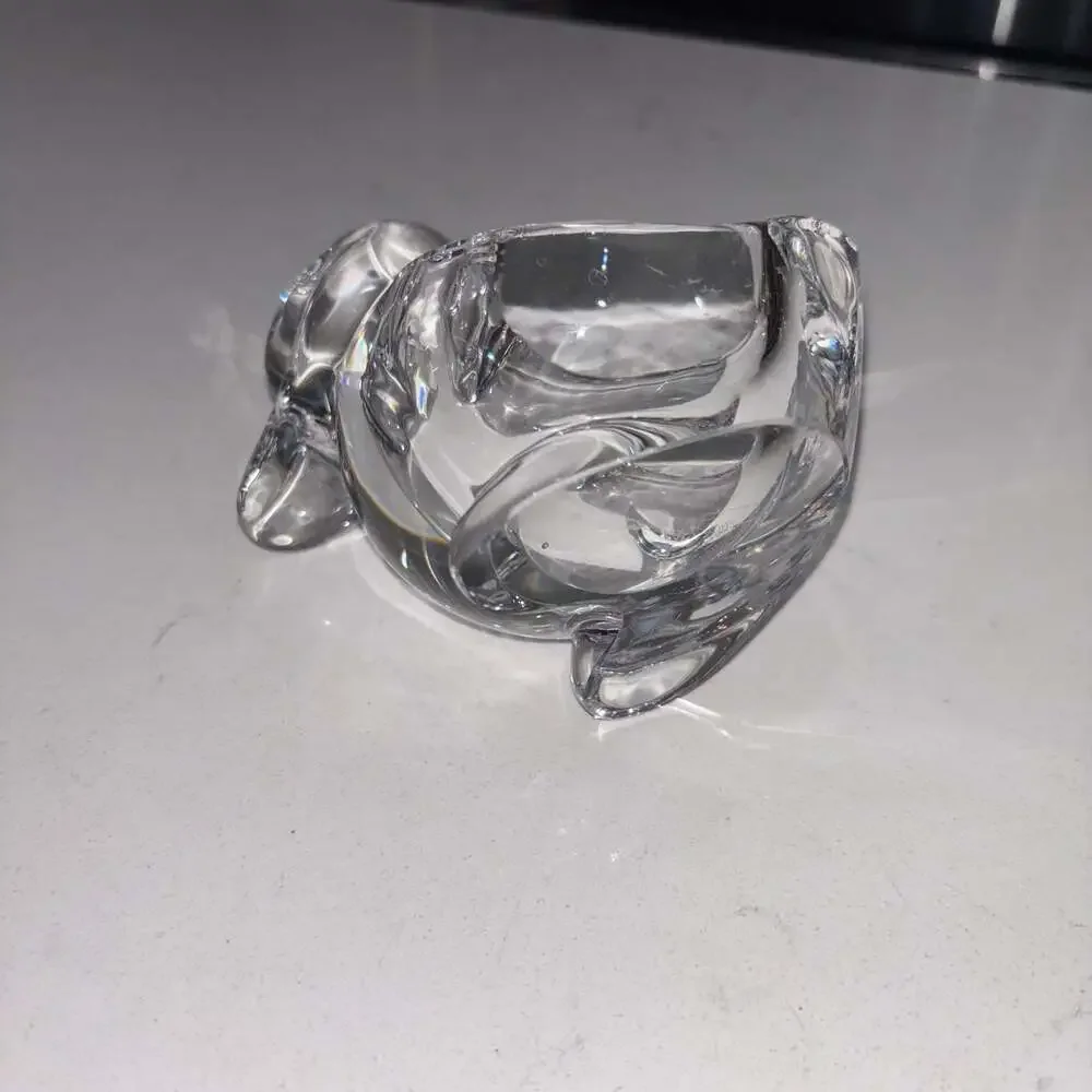 Vintage Vannes Le Chatel Clear Crystal Duck Paperweight Candle Holder France